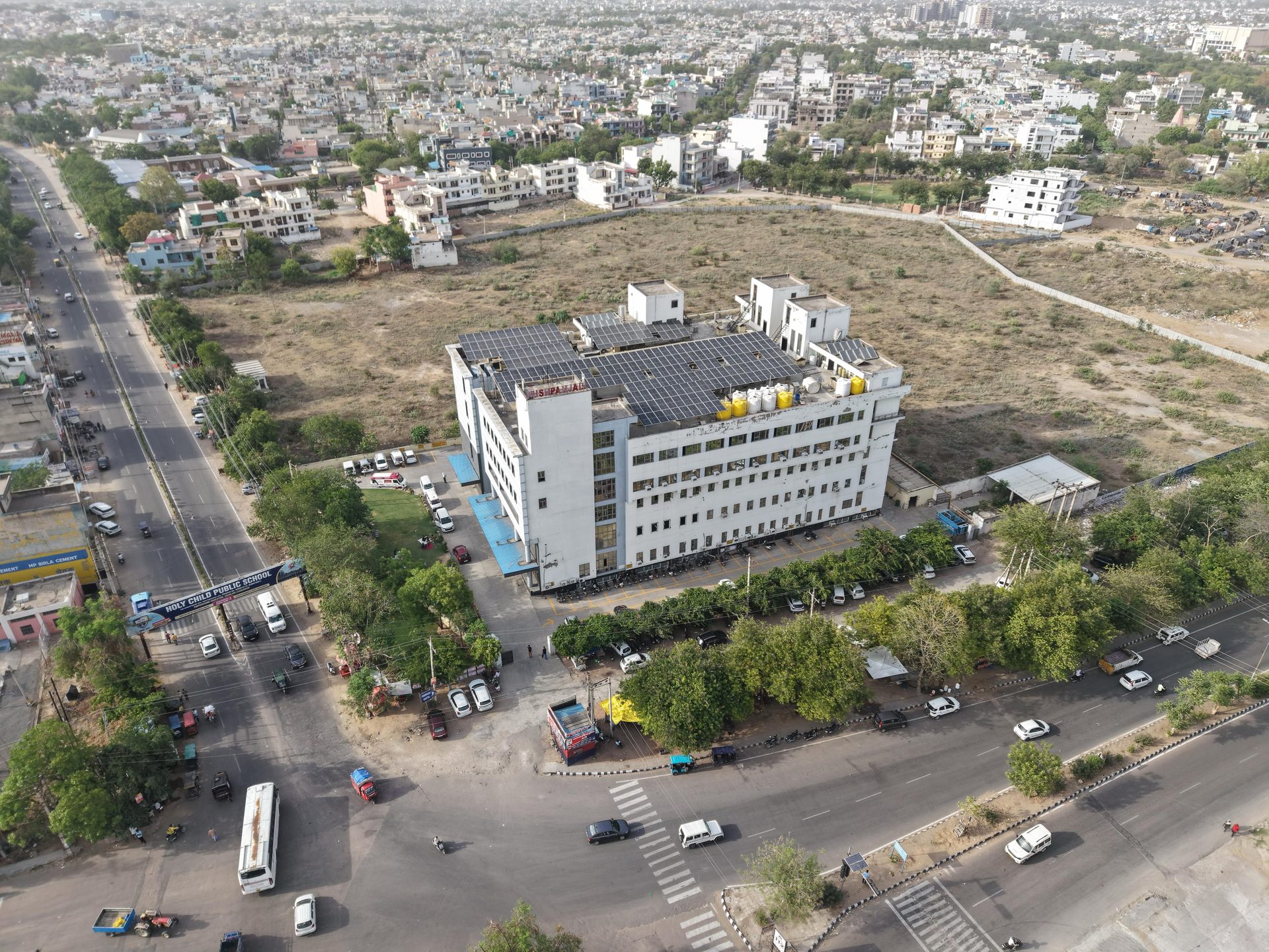 Pushpanjali Hospital Building Aerial View
